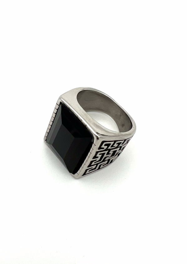 Silver square ring with black Onyx stone II - Image 2